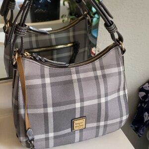 Dooney and Bourke graham coated gray plaid hobo bag